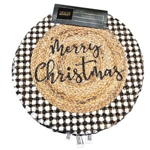 NWT House & Garden Jute Placemat Merry Christmas Buffalo Cottage Farmhouse Plaid